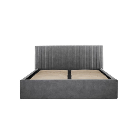 Essen Silver Velvet Ottoman Lift Up Storage Bed - FurniComp