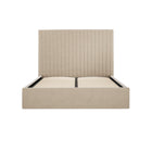 Essen Tall Beige Velvet Ottoman Lift Up Storage Bed - FurniComp