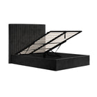 Essen Tall Black Velvet Ottoman Lift Up Storage Bed - FurniComp