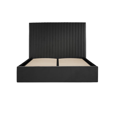 Essen Tall Black Velvet Ottoman Lift Up Storage Bed - FurniComp