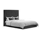 Essen Tall Black Velvet Ottoman Lift Up Storage Bed - FurniComp