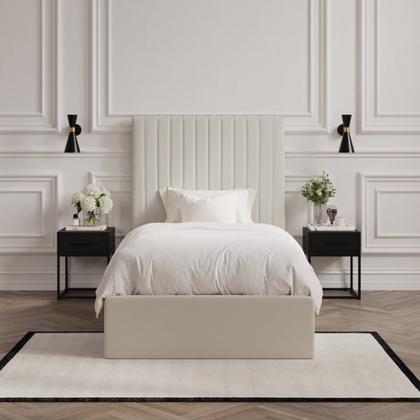 Essen Tall Cream Ottoman Lift Up Storage Bed - FurniComp