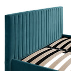 Essen Teal Velvet Ottoman Lift Up Storage Bed - FurniComp