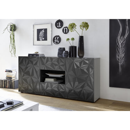 Evora 2 Door 2 Drawer Grey Gloss Sideboard - FurniComp