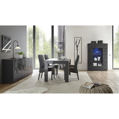 Evora 2 Door Grey Gloss Tall Sideboard/Highboard - FurniComp