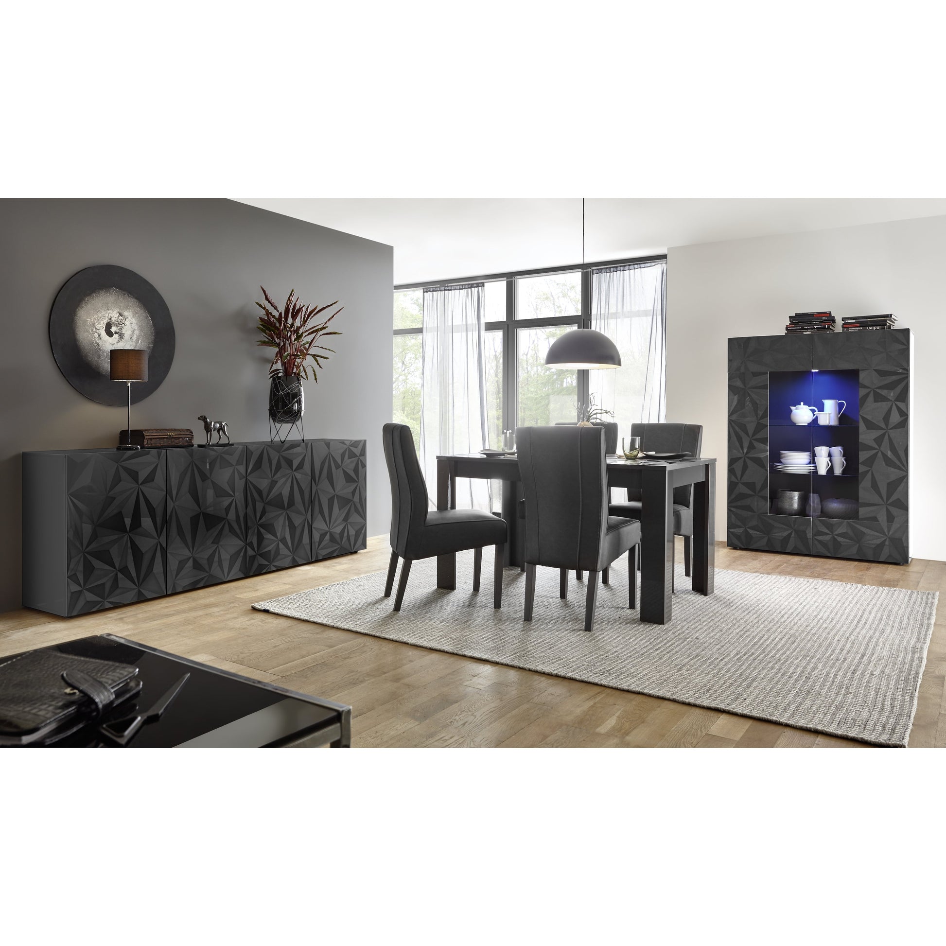 Evora 2 Door 2 Drawer Grey Gloss Sideboard - FurniComp