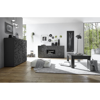 Evora 2 Door 2 Drawer Grey Gloss Sideboard - FurniComp