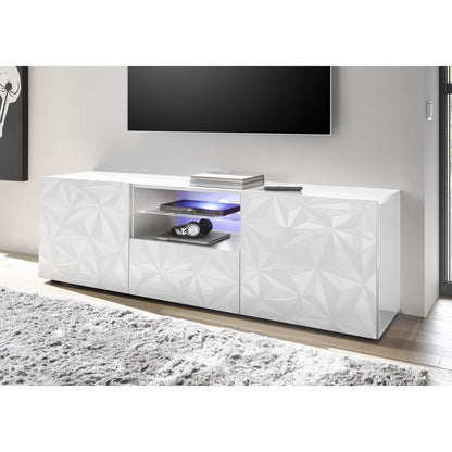 Evora 2 Door 1 Drawer White Gloss Large TV Stand - FurniComp