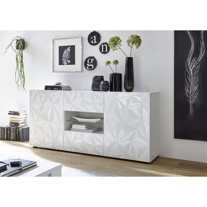 Evora 2 Door 2 Drawer White Gloss Sideboard - FurniComp