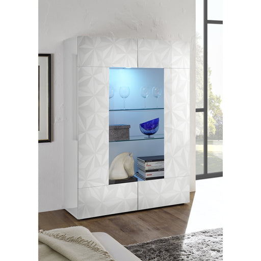 Evora 2 Door White Gloss Glass Display Cabinet - FurniComp