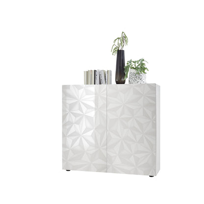 Evora 2 Door White Gloss Tall Sideboard/Highboard - FurniComp