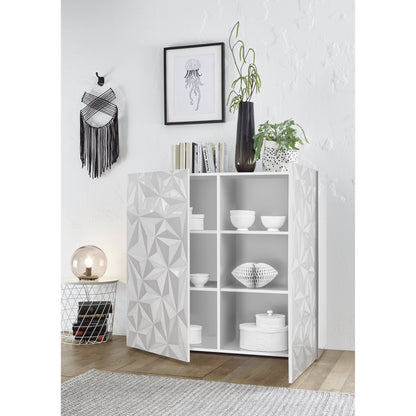 Evora 2 Door White Gloss Tall Sideboard/Highboard - FurniComp