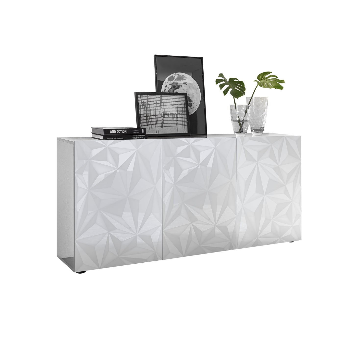 Evora 3 Door White Gloss Sideboard - FurniComp