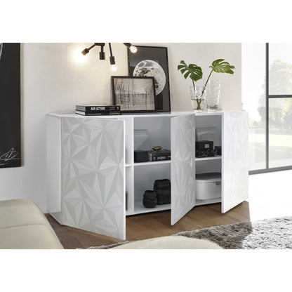 Evora 3 Door White Gloss Sideboard - FurniComp