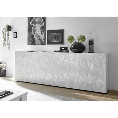 Evora 4 Door White Gloss Sideboard - FurniComp