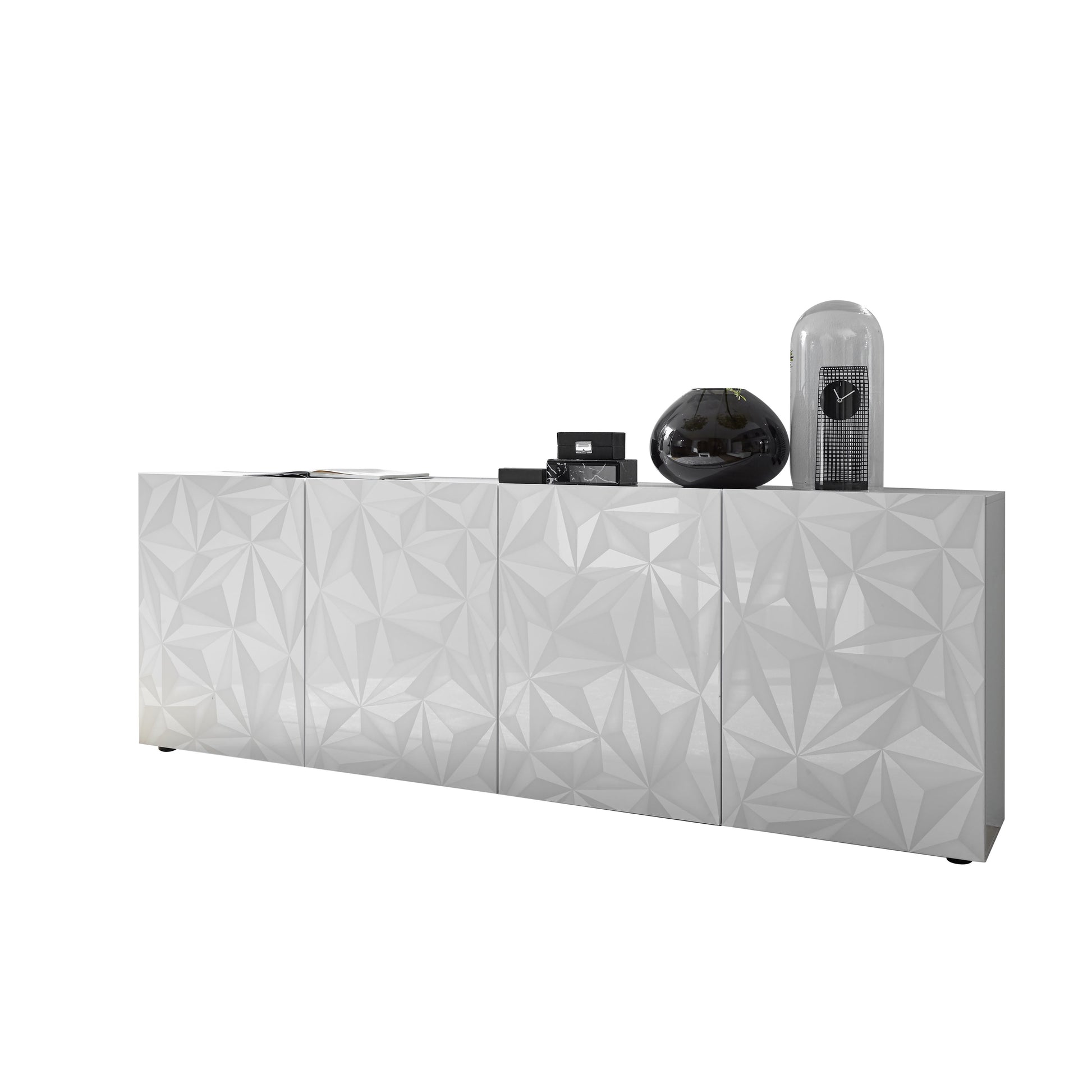 Evora 4 Door White Gloss Sideboard - FurniComp