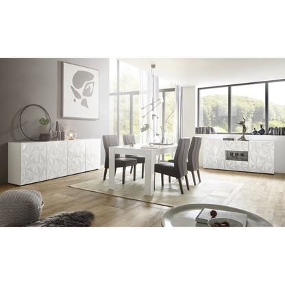 Evora 2 Door 4 Drawer White Gloss Sideboard - FurniComp