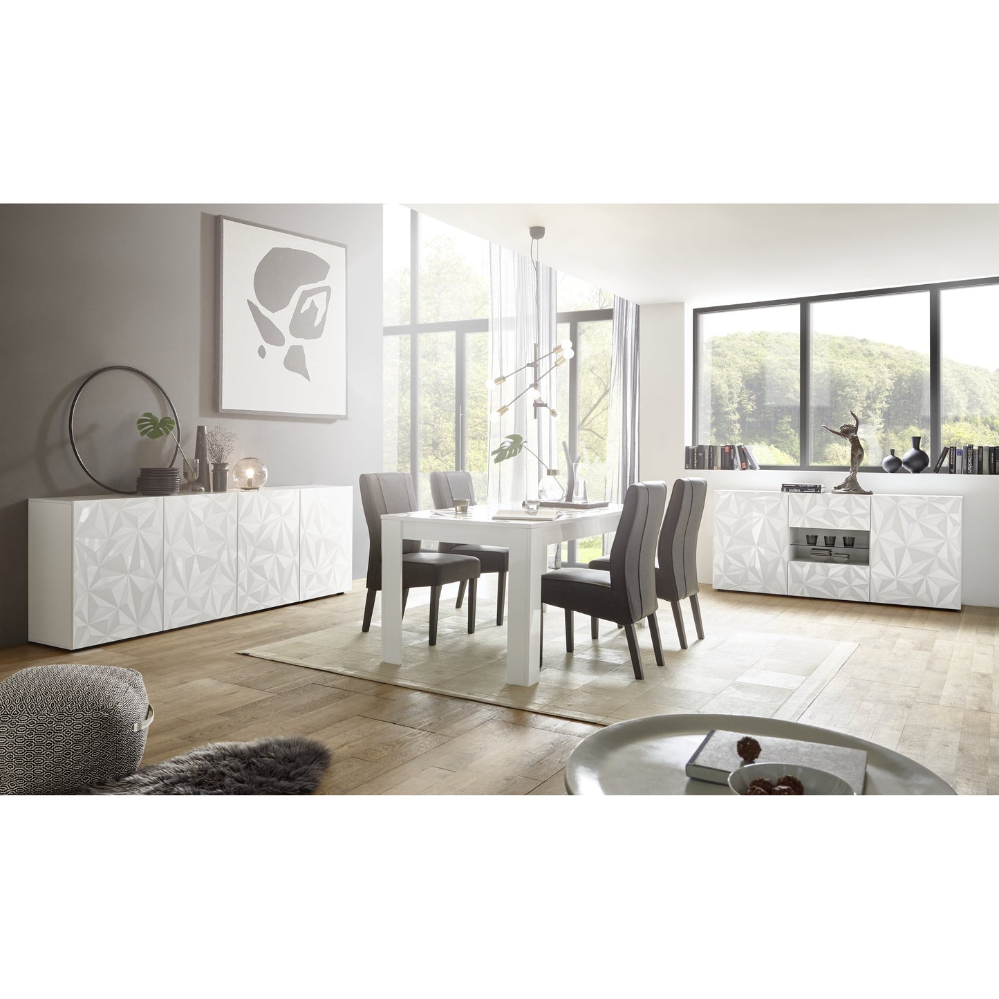 Evora 2 Door White Gloss Glass Display Cabinet - FurniComp