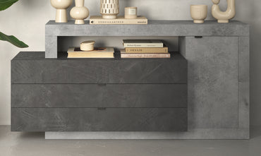 Fano 1 Door 3 Drawer 160cm Lead and Concrete Grey Sideboard - FurniComp