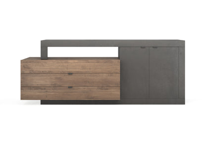 Fano 2 Door 3 Drawer 200cm Grey and Mercure Oak Sideboard - FurniComp