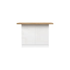 Fiora 130x80cm White Gloss Small Kitchen Island Breakfast Bar with Oak Top & Storage - FurniComp