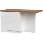 Fiora 160x80cm White Gloss Kitchen Island Breakfast Bar with Mercure Oak Top Shelving & Storage - FurniComp