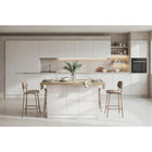 Fiora 160x80cm White Gloss Kitchen Island Breakfast Bar with Oak Top & Storage - FurniComp