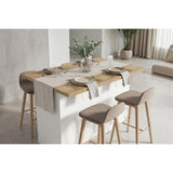 Fiora 160x80cm White Gloss Kitchen Island Breakfast Bar with Oak Top & Storage - FurniComp