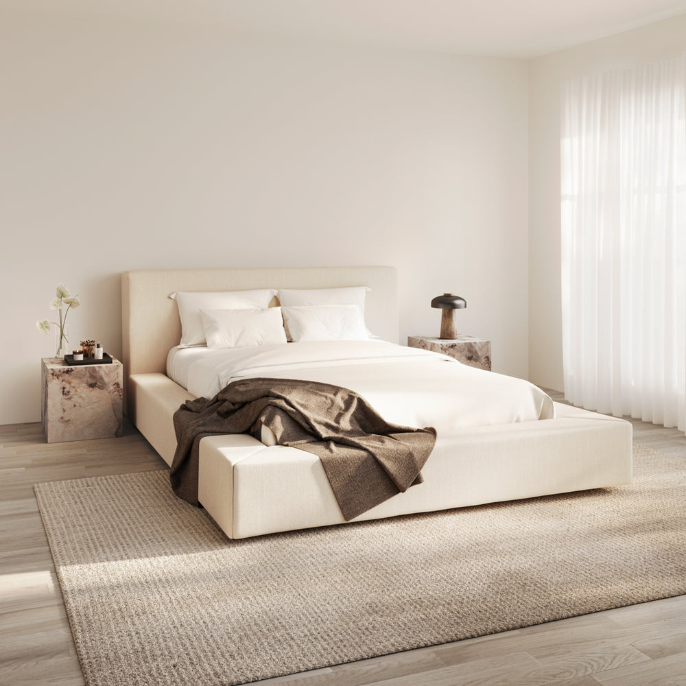 Flora Cream Fabric Bed Frame - FurniComp