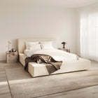 Flora Cream Fabric Bed Frame - FurniComp