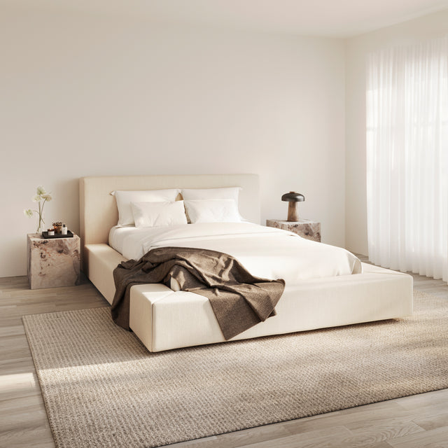 Flora Cream Fabric Bed Frame - FurniComp
