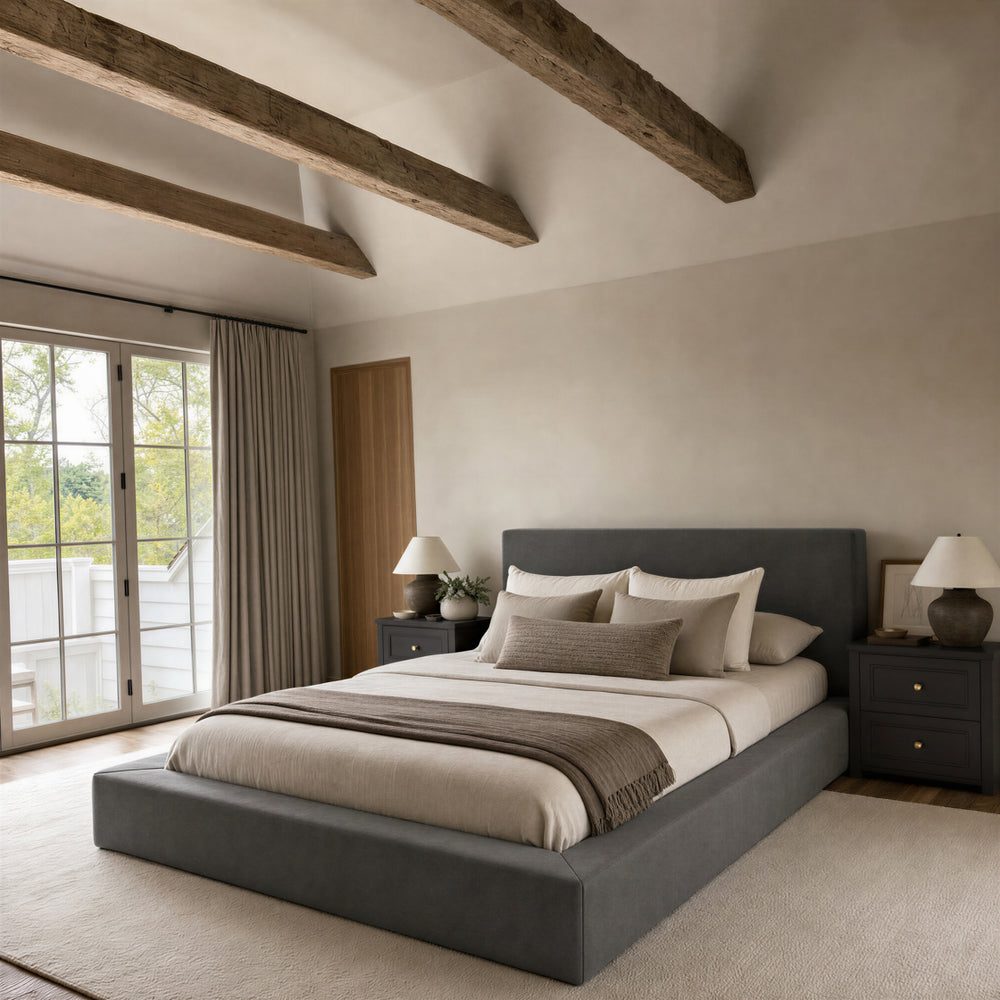 Flora Grey Fabric Bed Frame - FurniComp