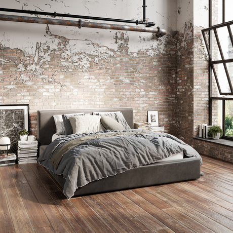 Flora Grey Fabric Bed Frame - FurniComp