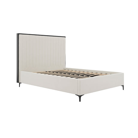 Francisco Cream Velvet Fabric Bed Frame - FurniComp