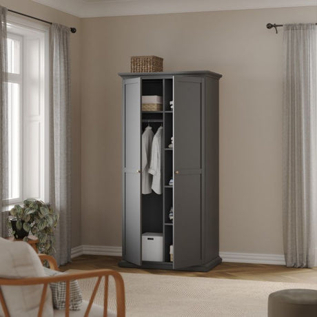 Geneva 100cm 2 Door Wardrobe-Grey - FurniComp