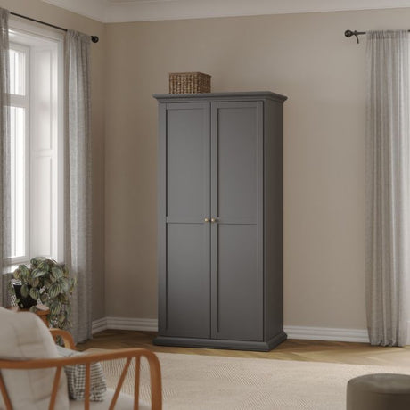 Geneva 100cm 2 Door Wardrobe-Grey - FurniComp
