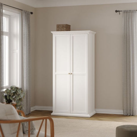 Geneva 100cm 2 Door Wardrobe-White - FurniComp