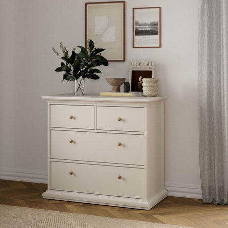 Geneva 100cm 4 Drawer Chest of Drawer-Cashmere - FurniComp