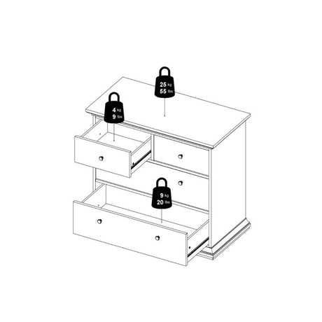 Geneva 100cm 4 Drawer Chest of Drawer-Grey - FurniComp