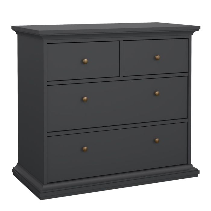 Geneva 100cm 4 Drawer Chest of Drawer-Grey - FurniComp