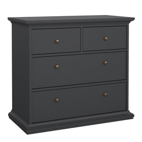 Geneva 100cm 4 Drawer Chest of Drawer-Grey - FurniComp