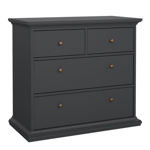 Geneva 100cm 4 Drawer Chest of Drawer-Grey - FurniComp