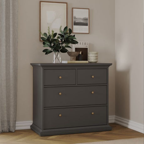 Geneva 100cm 4 Drawer Chest of Drawer-Grey - FurniComp