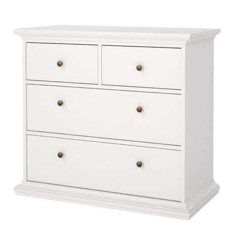 Geneva 100cm 4 Drawer Chest of Drawer-White - FurniComp