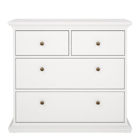 Geneva 100cm 4 Drawer Chest of Drawer-White - FurniComp