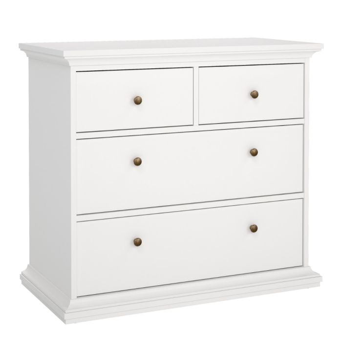 Geneva 100cm 4 Drawer Chest of Drawer-White - FurniComp