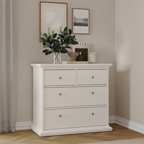 Geneva 100cm 4 Drawer Chest of Drawer-White - FurniComp