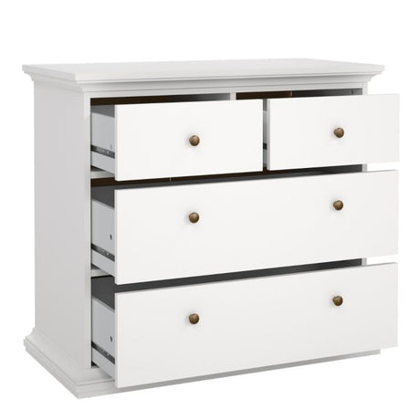 Geneva 100cm 4 Drawer Chest of Drawer-White - FurniComp