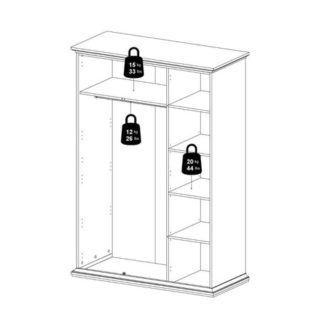 Geneva 140cm 3 Door Wardrobe-Grey - FurniComp