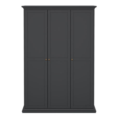 Geneva 140cm 3 Door Wardrobe-Grey - FurniComp